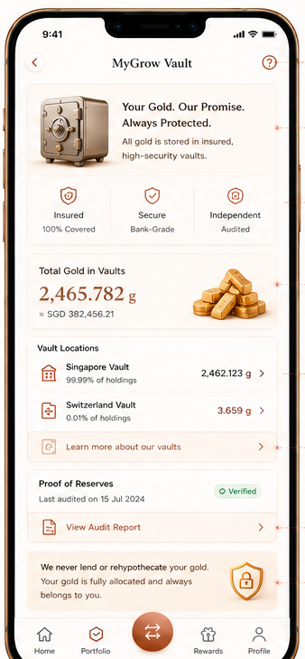 MyGrow Gold MyGrow Vault app screen